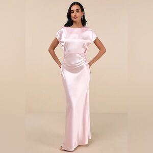 Lulu's Blush Satin Maxi Dress